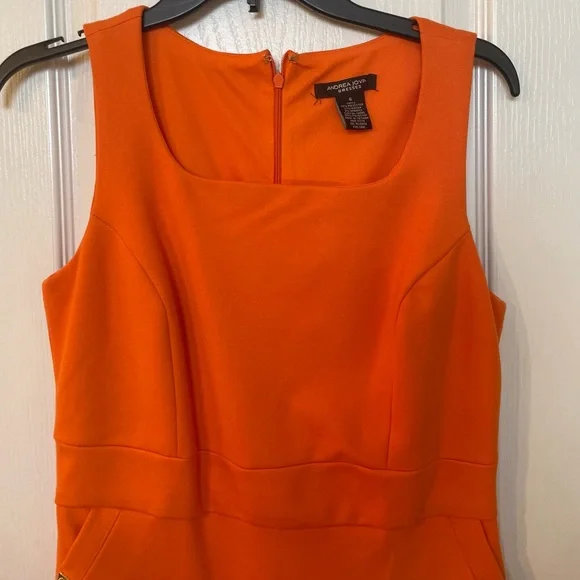 Andrea Jovine bright orange fitted shift dress sleeveless - Picture 3 of 14
